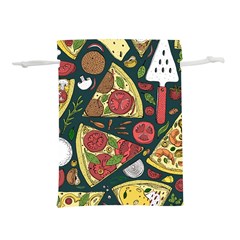 Seamless Pizza Slice Pattern Illustration Great Pizzeria Background Lightweight Drawstring Pouch (l) by Cemarart