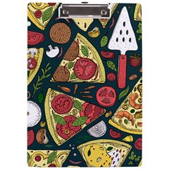 Seamless Pizza Slice Pattern Illustration Great Pizzeria Background A4 Acrylic Clipboard by Cemarart