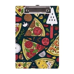 Seamless Pizza Slice Pattern Illustration Great Pizzeria Background A5 Acrylic Clipboard by Cemarart