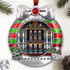 Catherine Spalace St Petersburg Metal X mas Ribbon With Red Crystal Round Ornament by Cemarart