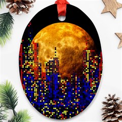 Skyline Frankfurt Abstract Moon Ornament (oval) by Cemarart