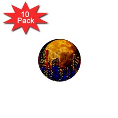 Skyline Frankfurt Abstract Moon 1  Mini Buttons (10 Pack)  by Cemarart