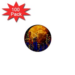 Skyline Frankfurt Abstract Moon 1  Mini Buttons (100 Pack)  by Cemarart