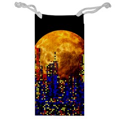 Skyline Frankfurt Abstract Moon Jewelry Bag by Cemarart