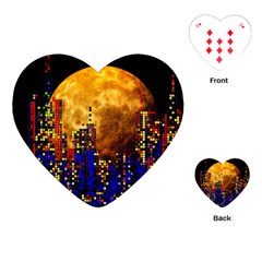 Skyline Frankfurt Abstract Moon Playing Cards Single Design (heart) by Cemarart