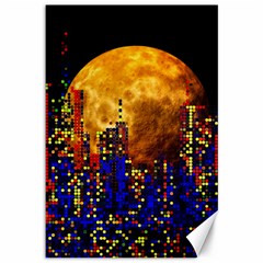 Skyline Frankfurt Abstract Moon Canvas 12  X 18  by Cemarart