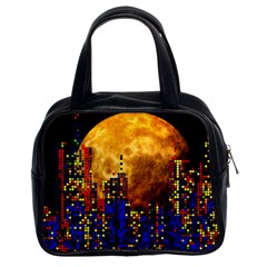 Skyline Frankfurt Abstract Moon Classic Handbag (two Sides) by Cemarart