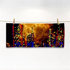 Skyline Frankfurt Abstract Moon Hand Towel by Cemarart