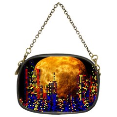 Skyline Frankfurt Abstract Moon Chain Purse (one Side) by Cemarart