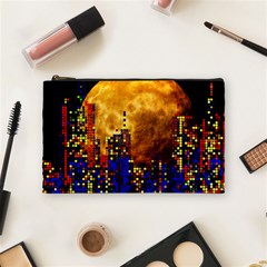 Skyline Frankfurt Abstract Moon Cosmetic Bag (medium) by Cemarart