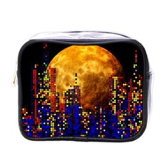 Skyline Frankfurt Abstract Moon Mini Toiletries Bag (one Side) by Cemarart