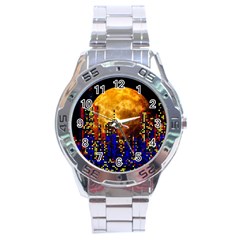 Skyline Frankfurt Abstract Moon Stainless Steel Analogue Watch