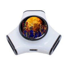 Skyline Frankfurt Abstract Moon 3-port Usb Hub by Cemarart