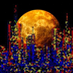 Skyline Frankfurt Abstract Moon Play Mat (rectangle) by Cemarart