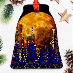 Skyline Frankfurt Abstract Moon Bell Ornament (two Sides) by Cemarart