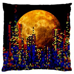 Skyline Frankfurt Abstract Moon Large Cushion Case (one Side) by Cemarart