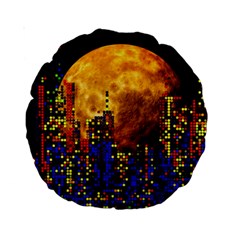 Skyline Frankfurt Abstract Moon Standard 15  Premium Round Cushions by Cemarart