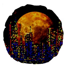 Skyline Frankfurt Abstract Moon Large 18  Premium Round Cushions by Cemarart