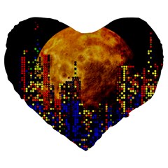 Skyline Frankfurt Abstract Moon Large 19  Premium Heart Shape Cushions