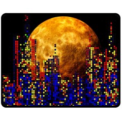 Skyline Frankfurt Abstract Moon Two Sides Fleece Blanket (medium) by Cemarart