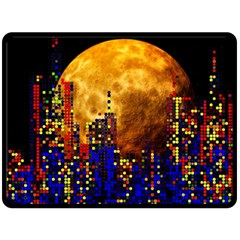 Skyline Frankfurt Abstract Moon Two Sides Fleece Blanket (large) by Cemarart