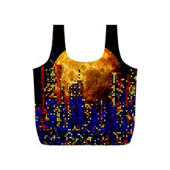 Skyline Frankfurt Abstract Moon Full Print Recycle Bag (s) by Cemarart