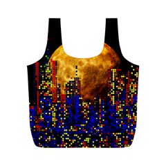 Skyline Frankfurt Abstract Moon Full Print Recycle Bag (m) by Cemarart