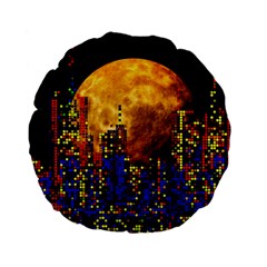 Skyline Frankfurt Abstract Moon Standard 15  Premium Flano Round Cushions by Cemarart