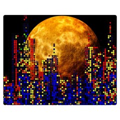 Skyline Frankfurt Abstract Moon Two Sides Premium Plush Fleece Blanket (medium) by Cemarart