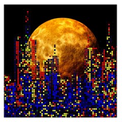 Skyline Frankfurt Abstract Moon Square Satin Scarf (36  X 36 ) by Cemarart