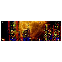 Skyline Frankfurt Abstract Moon Banner And Sign 9  X 3  by Cemarart