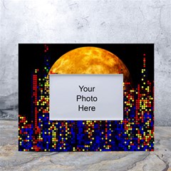 Skyline Frankfurt Abstract Moon White Tabletop Photo Frame 4 x6  by Cemarart