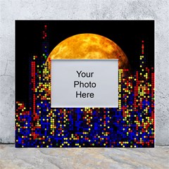 Skyline Frankfurt Abstract Moon White Wall Photo Frame 5  X 7  by Cemarart