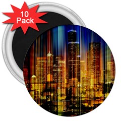 Skyline Light Rays Gloss Upgrade 3  Magnets (10 Pack)  by Cemarart