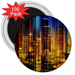 Skyline Light Rays Gloss Upgrade 3  Magnets (100 Pack) by Cemarart