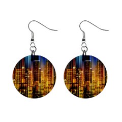 Skyline Light Rays Gloss Upgrade Mini Button Earrings by Cemarart