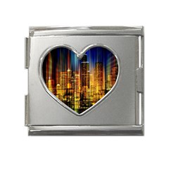 Skyline Light Rays Gloss Upgrade Mega Link Heart Italian Charm (18mm) by Cemarart