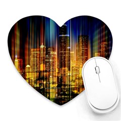 Skyline Light Rays Gloss Upgrade Heart Mousepad by Cemarart