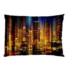 Skyline Light Rays Gloss Upgrade Pillow Case by Cemarart