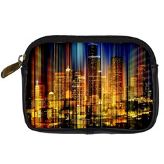 Skyline Light Rays Gloss Upgrade Digital Camera Leather Case by Cemarart