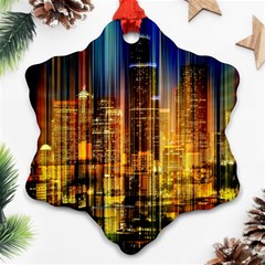 Skyline Light Rays Gloss Upgrade Snowflake Ornament (two Sides) by Cemarart