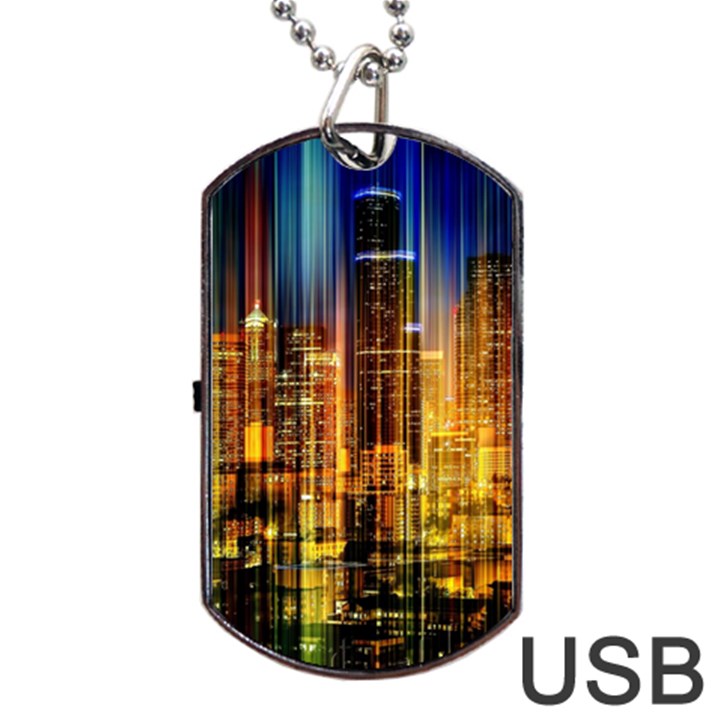 Skyline Light Rays Gloss Upgrade Dog Tag USB Flash (Two Sides)