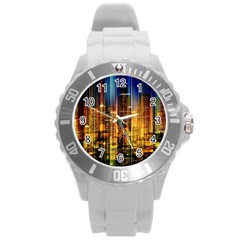 Skyline Light Rays Gloss Upgrade Round Plastic Sport Watch (l) by Cemarart