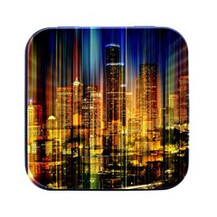 Skyline Light Rays Gloss Upgrade Square Metal Box (black) by Cemarart