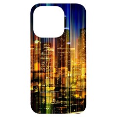 Skyline Light Rays Gloss Upgrade Iphone 14 Pro Black Uv Print Case by Cemarart