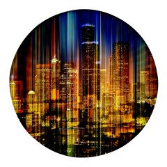 Skyline Light Rays Gloss Upgrade Round Glass Fridge Magnet (4 Pack) by Cemarart