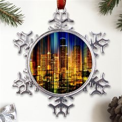 Skyline Light Rays Gloss Upgrade Metal Large Snowflake Ornament by Cemarart