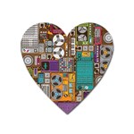 Pattern Design Art Techno  Dj Music Retro Music Device Heart Magnet Front