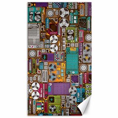 Pattern Design Art Techno  Dj Music Retro Music Device Canvas 40  X 72  by Cemarart