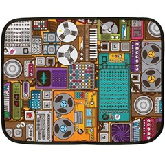 Pattern Design Art Techno  Dj Music Retro Music Device Two Sides Fleece Blanket (mini) by Cemarart